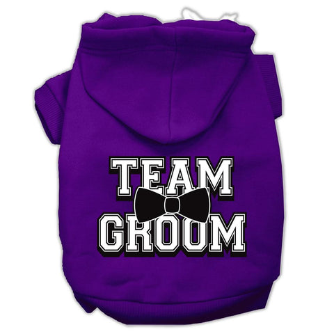 Team Groom Screen Print Pet Hoodies Purple Size XS (8)