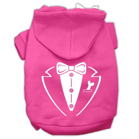 Tuxedo Screen Print Pet Hoodies Bright Pink Size Lg (14)