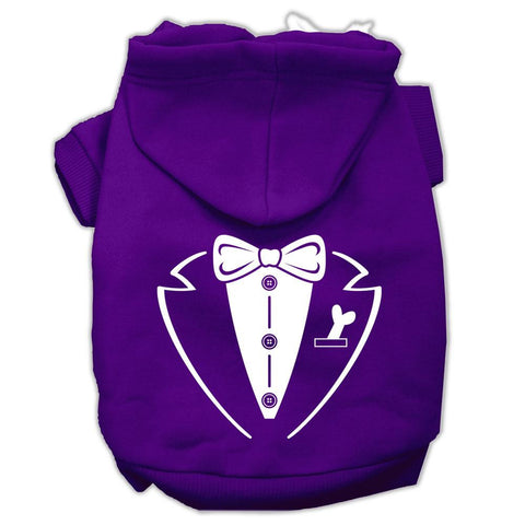 Tuxedo Screen Print Pet Hoodies Purple Size Lg (14)