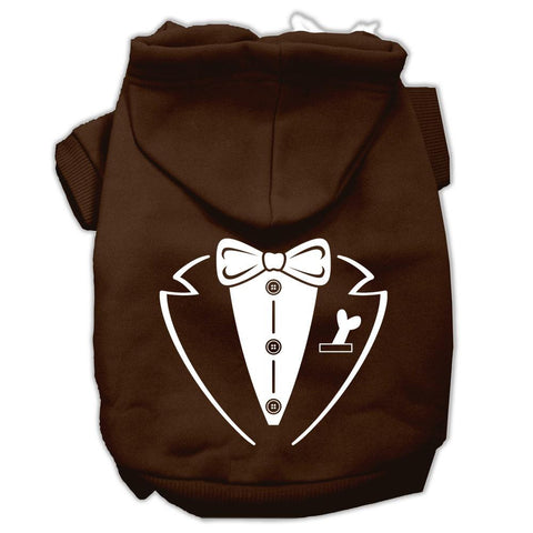 Tuxedo Screen Print Pet Hoodies Brown Size Sm (10)