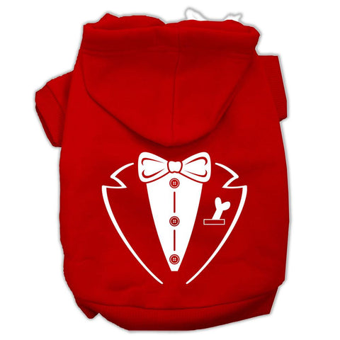 Tuxedo Screen Print Pet Hoodies Red Size XXL (18)