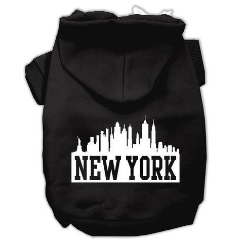 New York Skyline Screen Print Pet Hoodies Black Size Med (12)