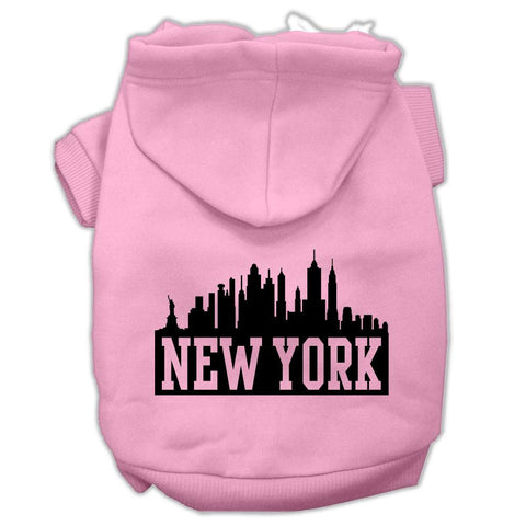 New York Skyline Screen Print Pet Hoodies Light Pink Size XL (16)