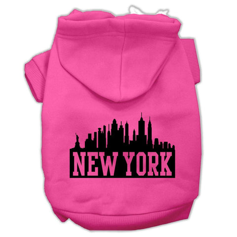 New York Skyline Screen Print Pet Hoodies Bright Pink Size XXL (18)