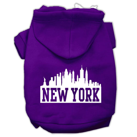 New York Skyline Screen Print Pet Hoodies Purple Size XXL (18)