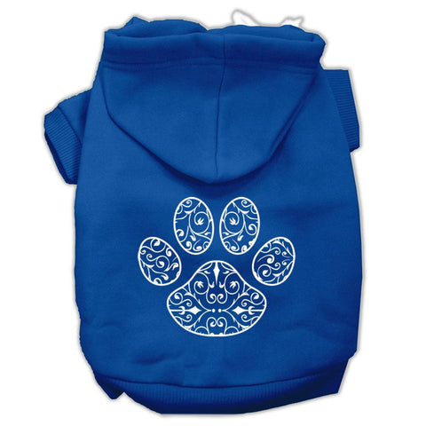 Henna Paw Screen Print Pet Hoodies Blue Size XXXL (20)