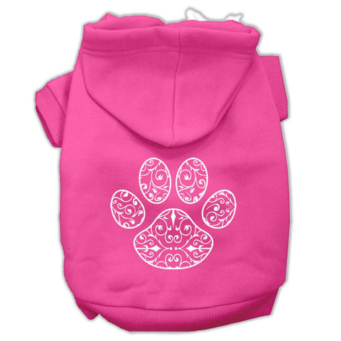 Henna Paw Screen Print Pet Hoodies Bright Pink Size XXXL (20)