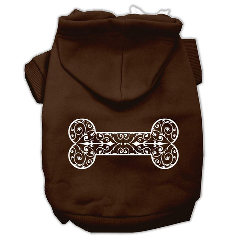 Henna Bone Screen Print Pet Hoodies Brown Size Sm (10)