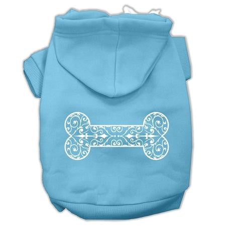 Henna Bone Screen Print Pet Hoodies Baby Blue Size XL (16)