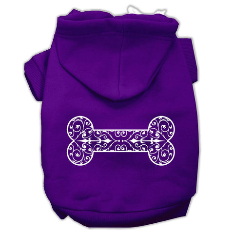 Henna Bone Screen Print Pet Hoodies Purple Size XS (8)