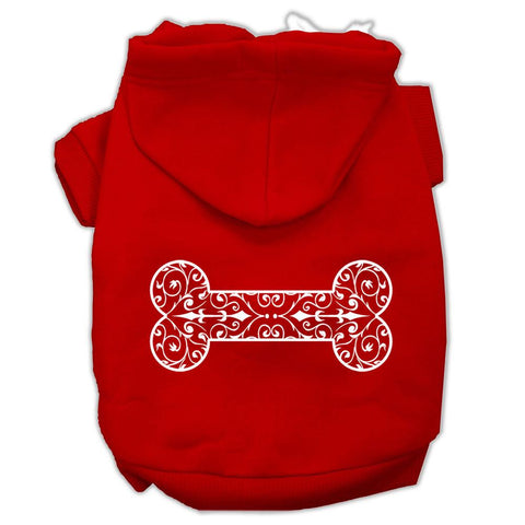 Henna Bone Screen Print Pet Hoodies Red Size XXL (18)