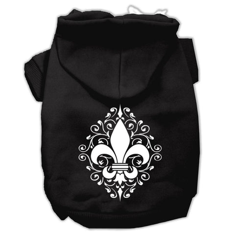 Henna Fleur De Lis Screen Print Pet Hoodies Black Size Med (12)