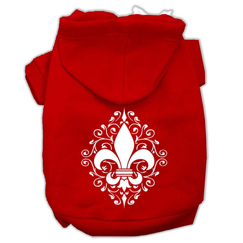 Henna Fleur De Lis Screen Print Pet Hoodies Red Size Sm (10)