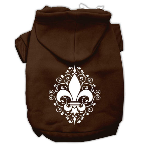 Henna Fleur de Lis Screen Print Pet Hoodies Brown Size XXL (18)