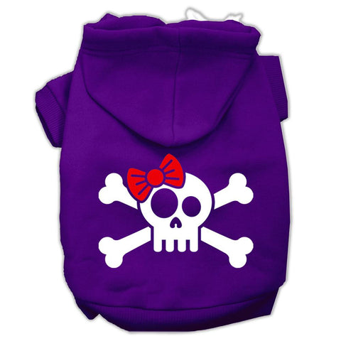 Skull Crossbone Bow Screen Print Pet Hoodies Purple Size Lg (14)