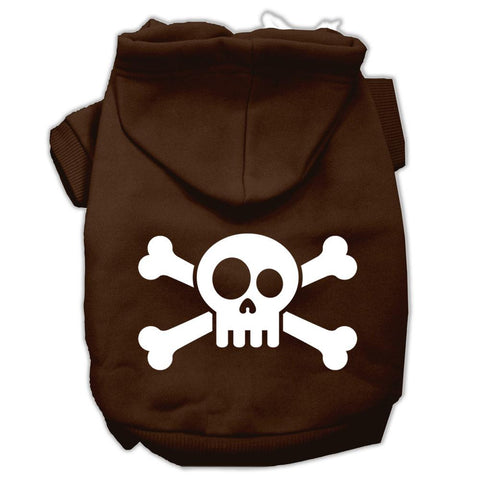 Skull Crossbone Screen Print Pet Hoodies Brown Size Med (12)