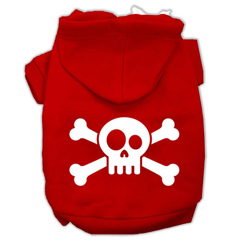 Skull Crossbone Screen Print Pet Hoodies Red Size XS (8)