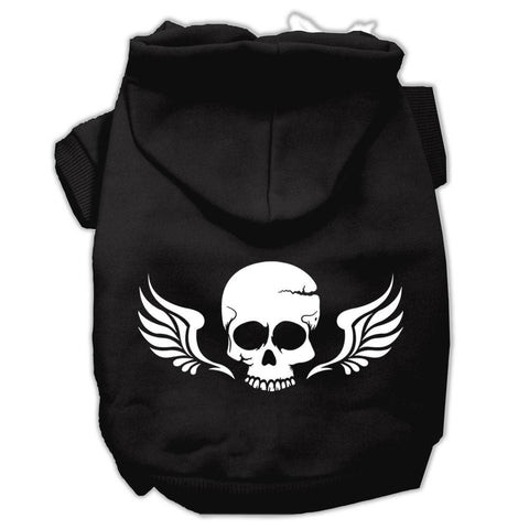 Skull Wings Screen Print Pet Hoodies Black Size Lg (14)