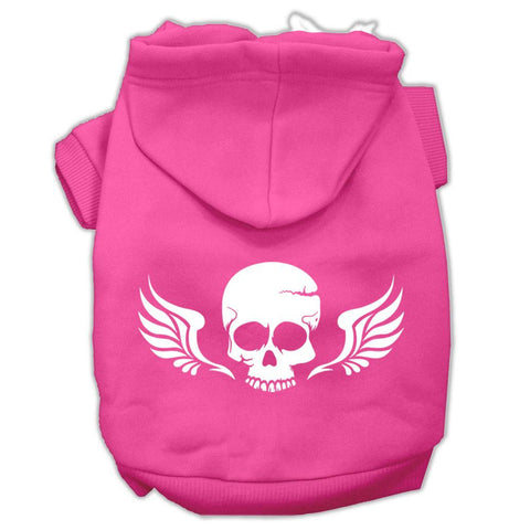 Skull Wings Screen Print Pet Hoodies Bright Pink Size Lg (14)