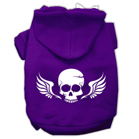 Skull Wings Screen Print Pet Hoodies Purple Size Lg (14)