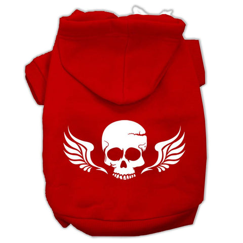 Skull Wings Screen Print Pet Hoodies Red Size Med (12)