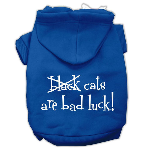 Black Cats are Bad Luck Screen Print Pet Hoodies Blue Size XL (16)