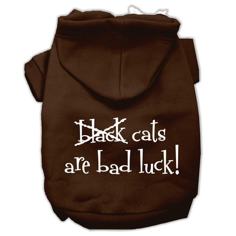 Black Cats are Bad Luck Screen Print Pet Hoodies Brown Size XS (8)