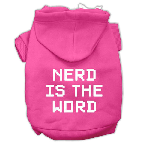 Nerd is the Word Screen Print Pet Hoodies Bright Pink Size L (14)