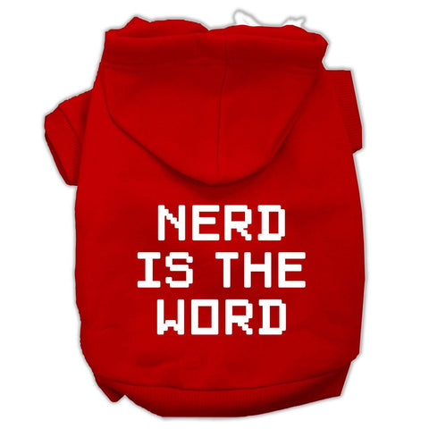 Nerd is the Word Screen Print Pet Hoodies Red Size S (10)