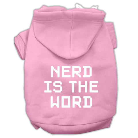 Nerd is the Word Screen Print Pet Hoodies Light Pink Size XL (16)