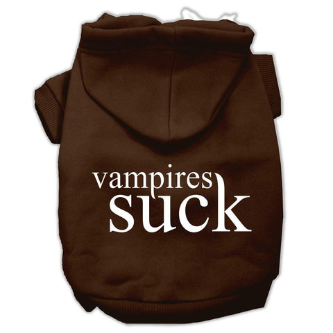 Vampires Suck Screen Print Pet Hoodies Brown Size Lg (14)