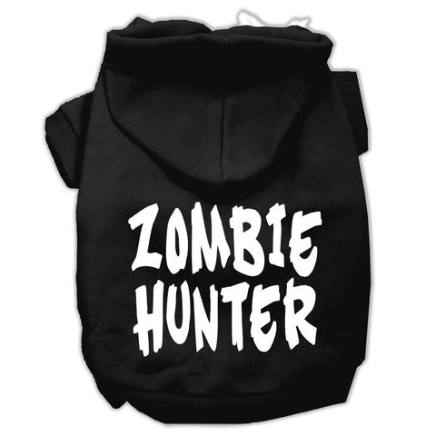 Zombie Hunter Screen Print Pet Hoodies Black Size XS (8)