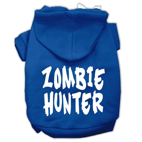 Zombie Hunter Screen Print Pet Hoodies Blue Size XS (8)