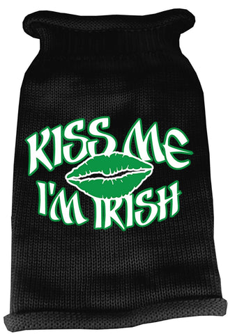 Kiss Me Im Irish Screen Print Knit Pet Sweater MD Black