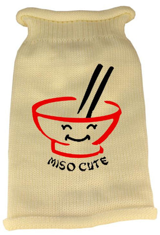 Miso Cute Screen Print Knit Pet Sweater XS Cream