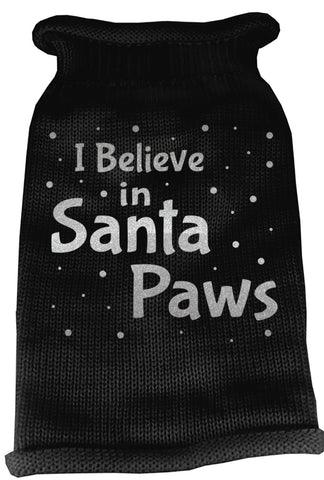 I Believe in Santa Paws Screen Print Knit Pet Sweater XL Black