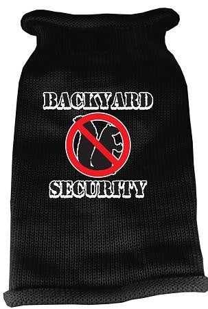 Back Yard Security Screen Print Knit Pet Sweater LG Black