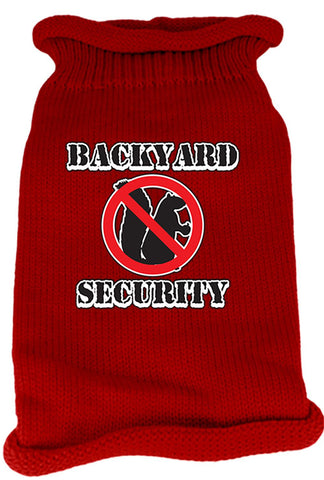 Back Yard Security Screen Print Knit Pet Sweater SM Red