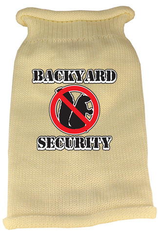 Back Yard Security Screen Print Knit Pet Sweater XL Cream