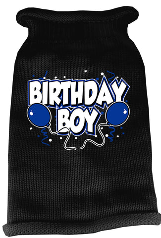 Birthday Boy Screen Print Knit Pet Sweater LG Black