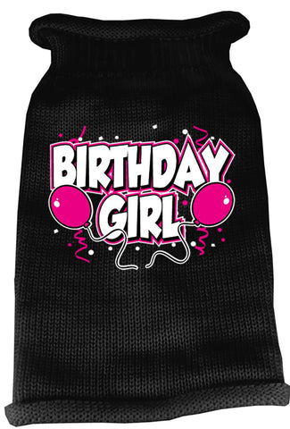 Birthday Girl Screen Print Knit Pet Sweater LG Black