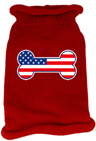 Bone Flag USA Screen Print Knit Pet Sweater MD Red