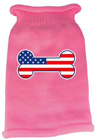 Bone Flag USA Screen Print Knit Pet Sweater XS Pink