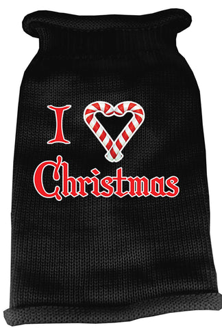 I Heart Christmas Screen Print Knit Pet Sweater MD Black