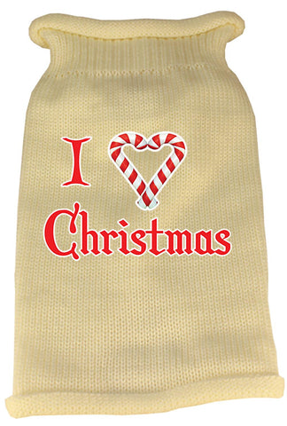 I Heart Christmas Screen Print Knit Pet Sweater MD Cream