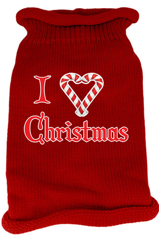 I Heart Christmas Screen Print Knit Pet Sweater SM Red