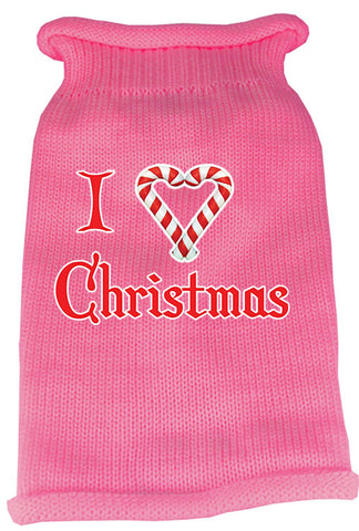 I Heart Christmas Screen Print Knit Pet Sweater XL Pink