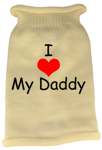 I Heart Daddy Screen Print Knit Pet Sweater LG Cream