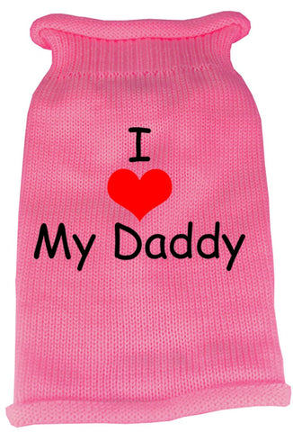 I Heart Daddy Screen Print Knit Pet Sweater LG Pink