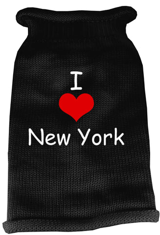 I Love New York Screen Print Knit Pet Sweater LG Black